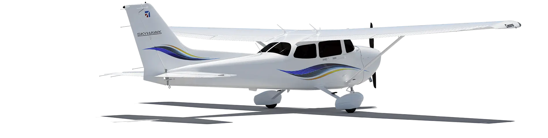 Cessna 172 Skyhawk model view at 75 degrees of rotation.png