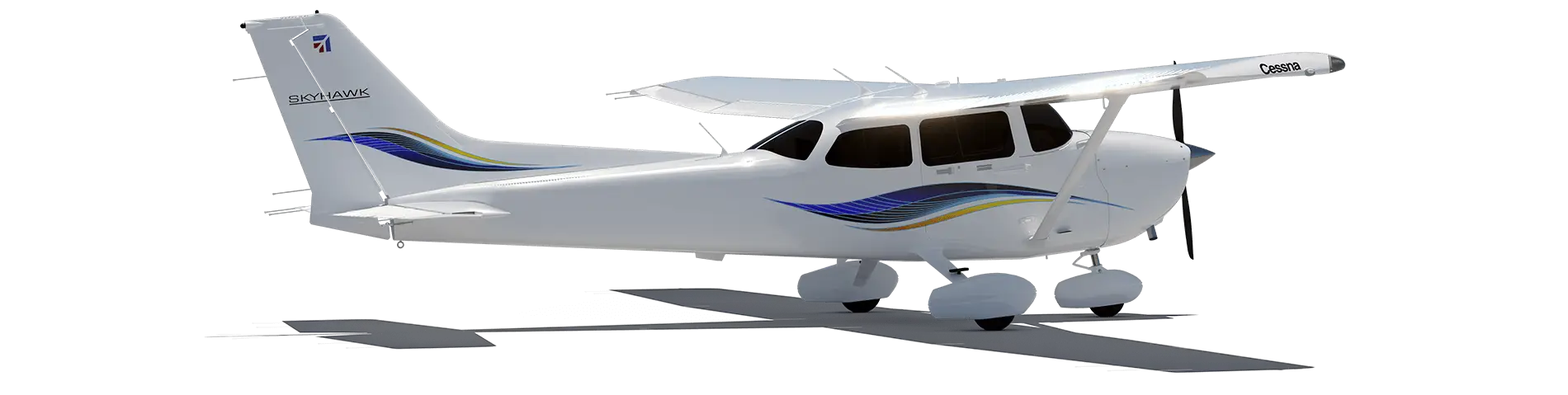 Cessna 172 Skyhawk model view at 83 degrees of rotation.png