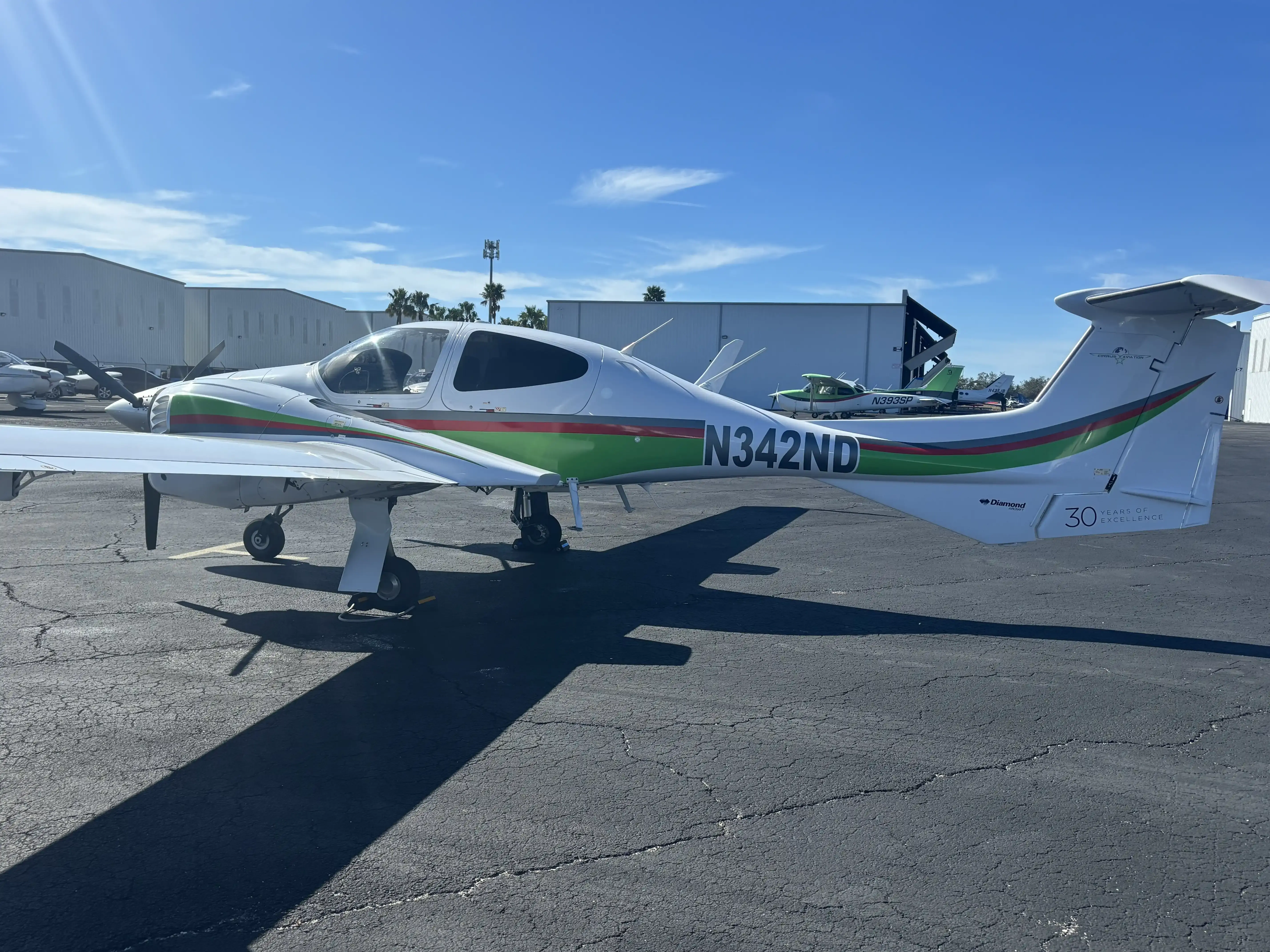 Side view of the Diamond DA42 aircraft