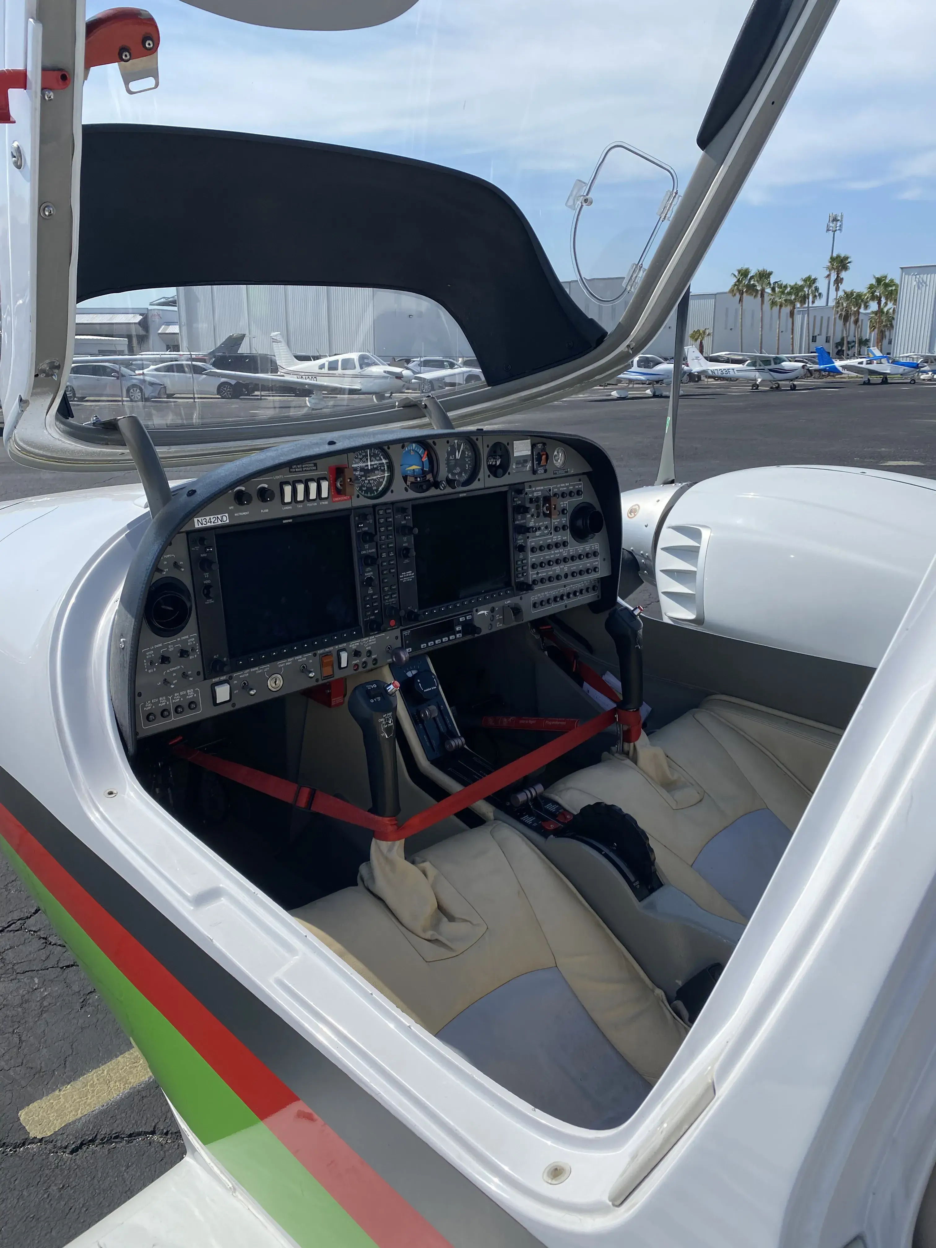 View inside a training aircraft cockpit