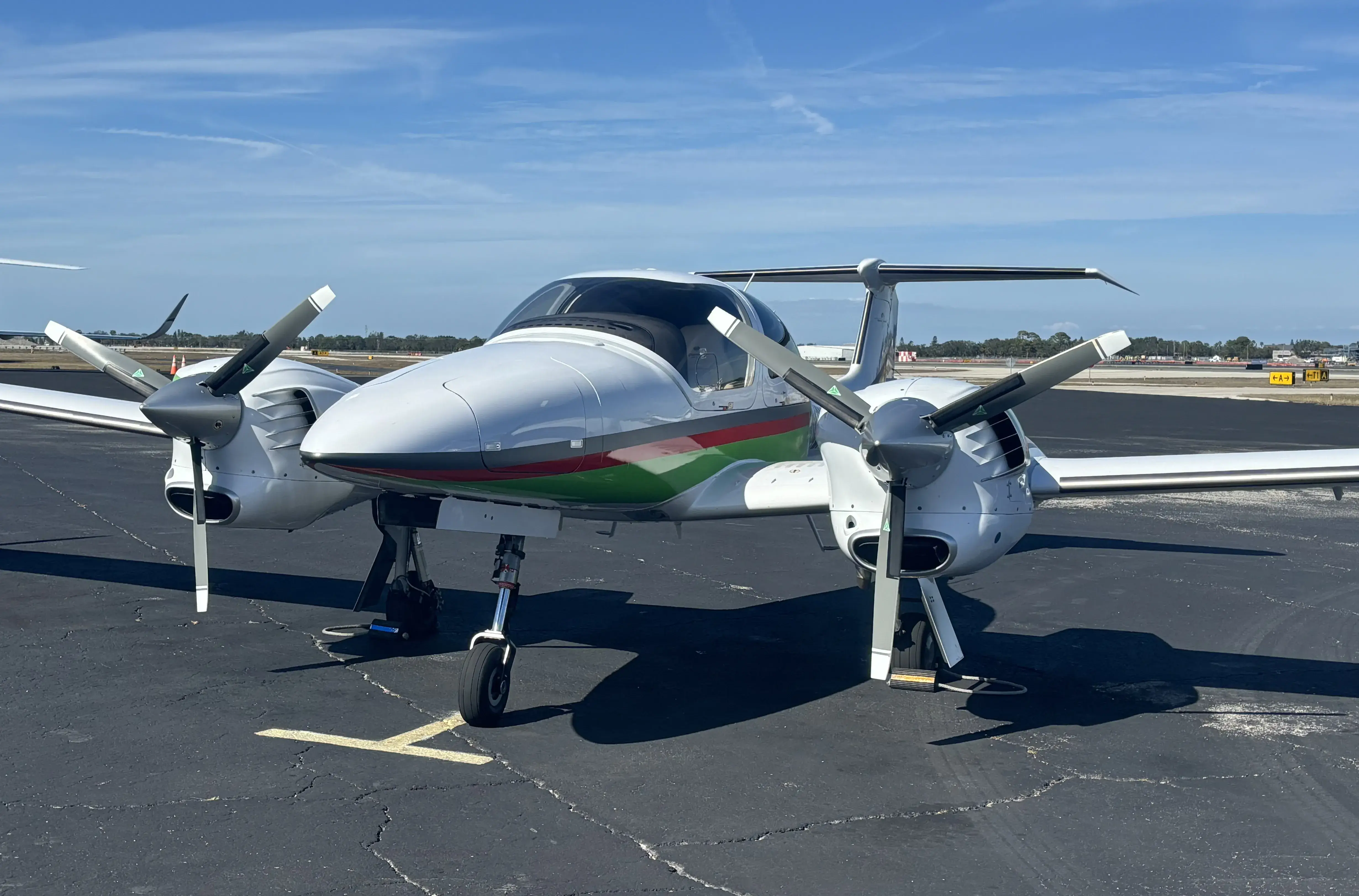 Front view of the Diamond DA42 aircraft
