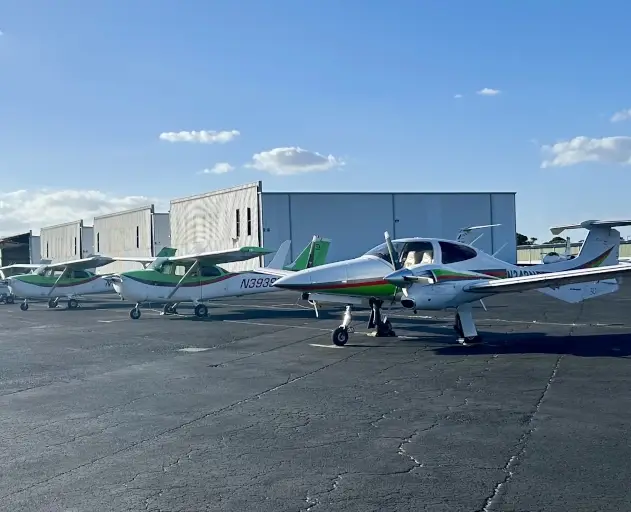 Right side view of an aircraft fleet on the runway
