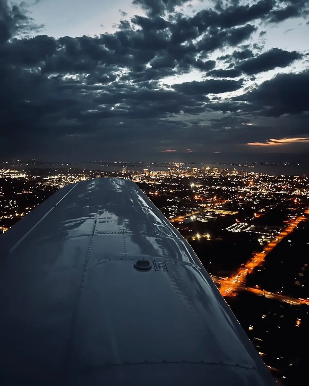 View of the city from above during the night