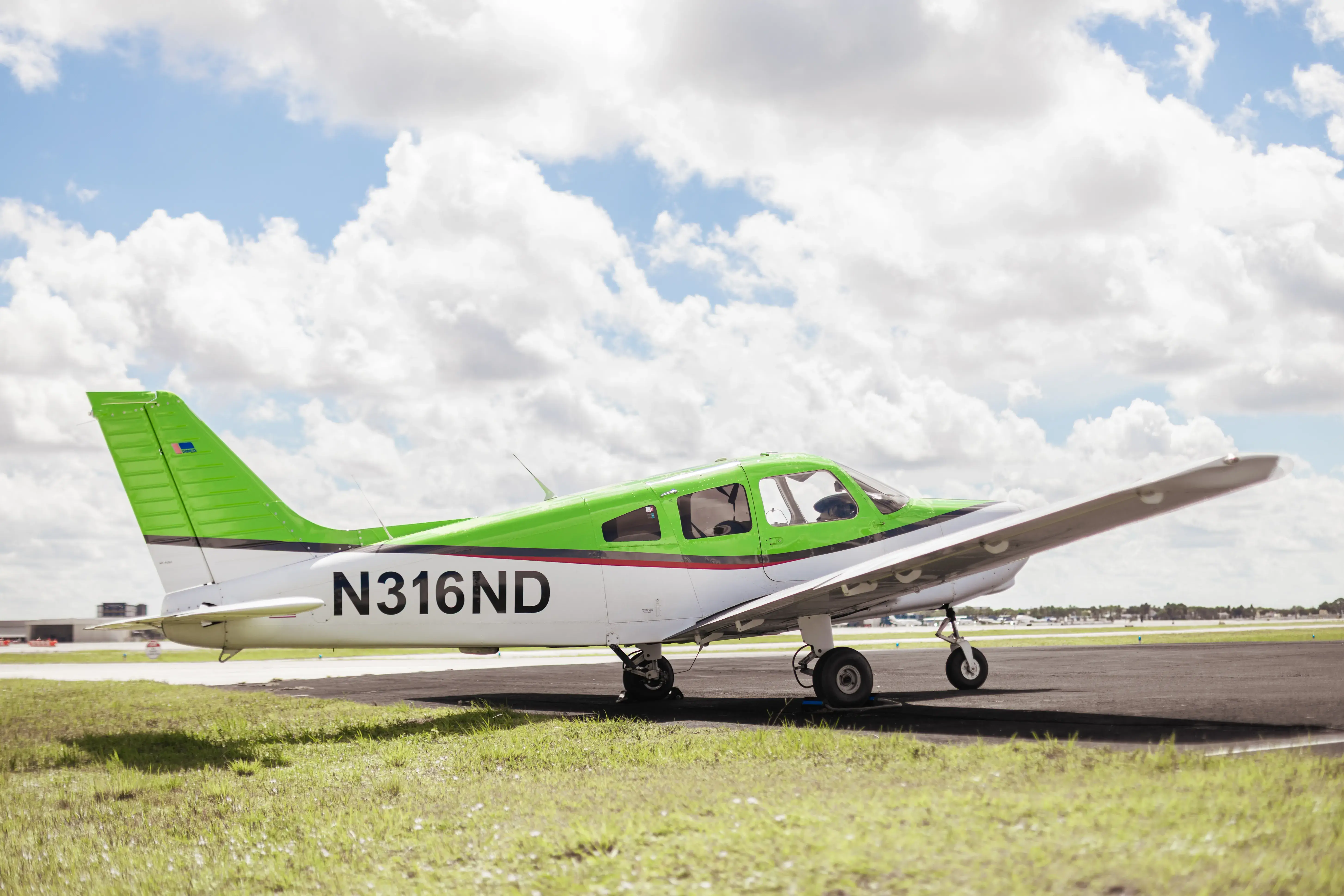 Piper Warrior parked on the ramp in Florida