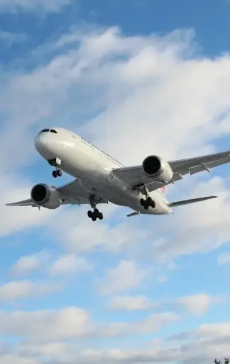 Airplane flying with the sky in the background