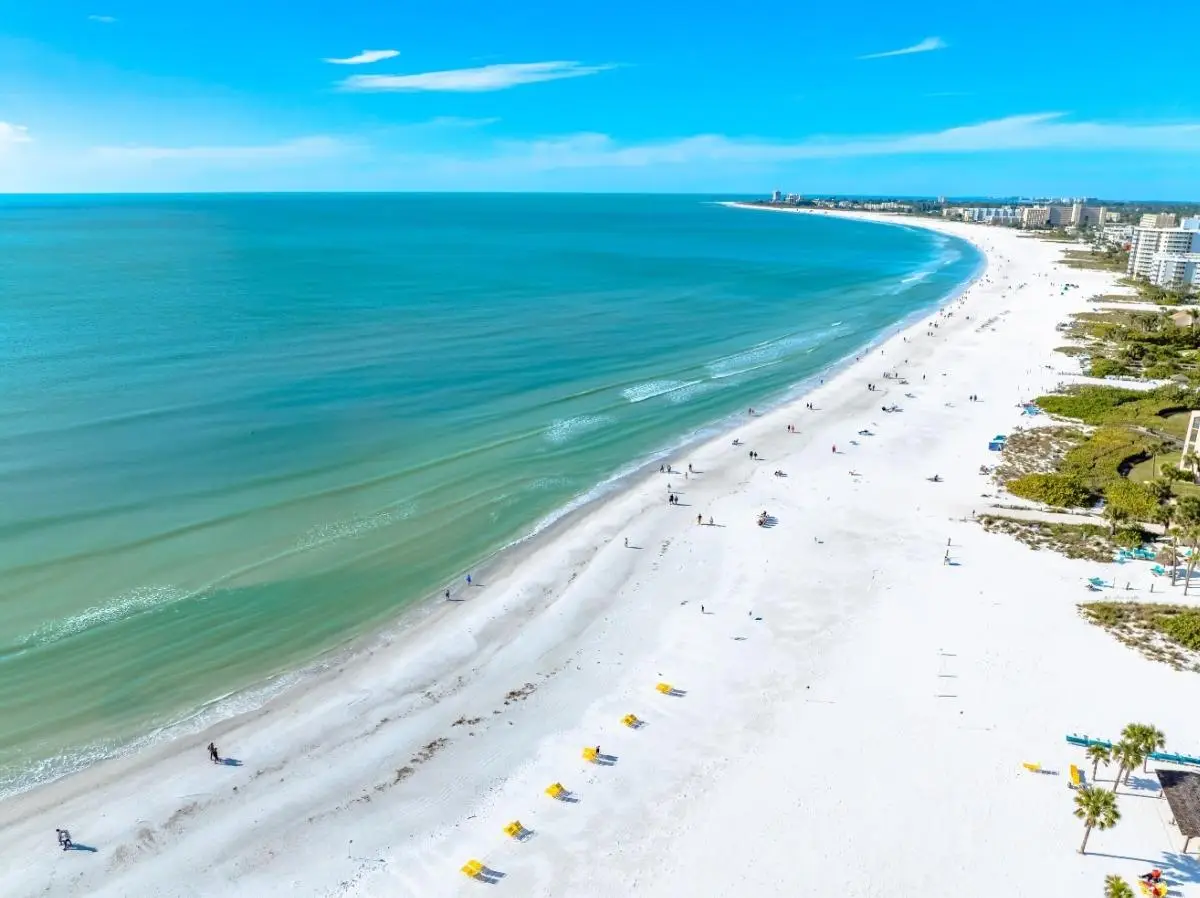 Aerial view of the Siesta Key Beach coastline