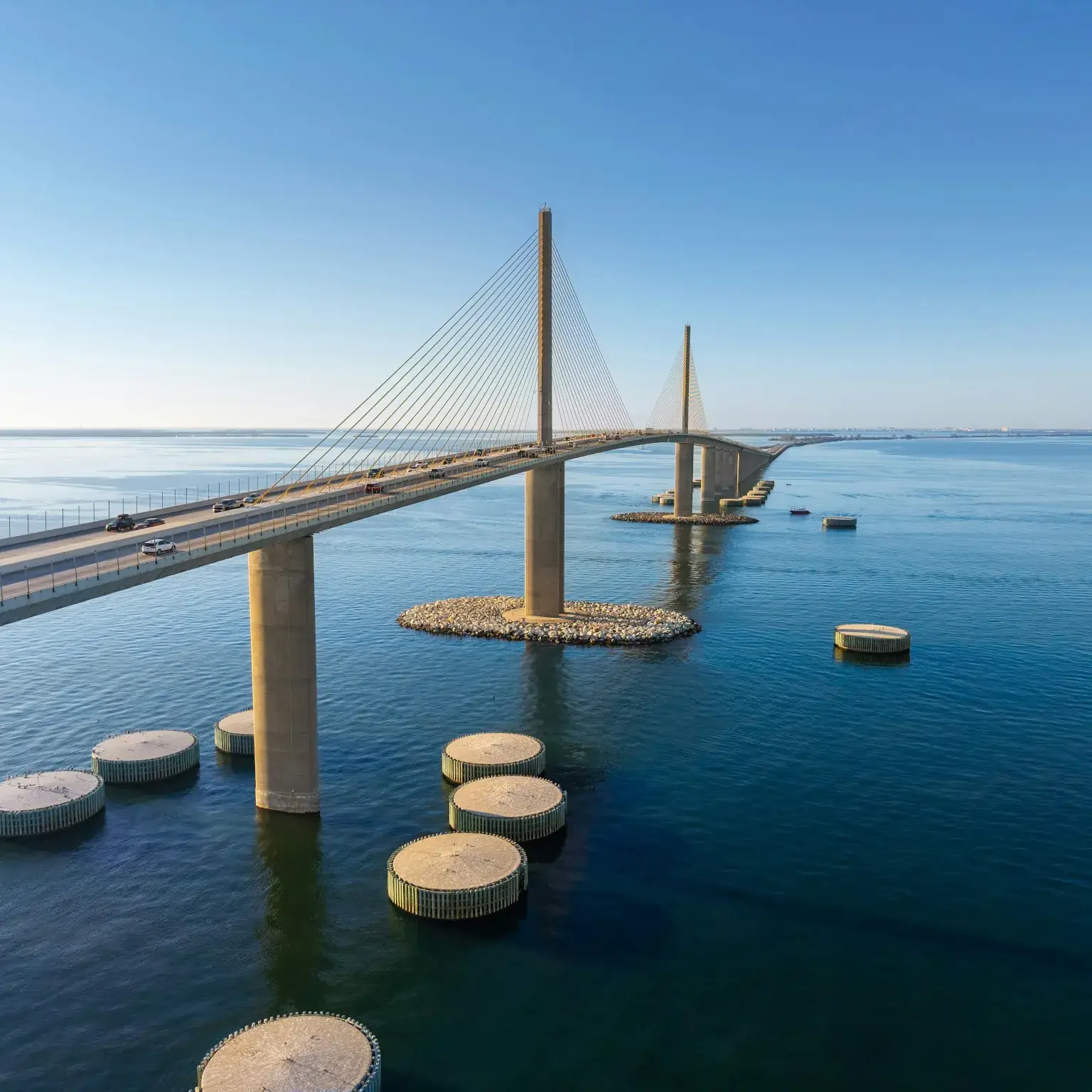 Aerial view of the Sunshine Skyway Bridge
