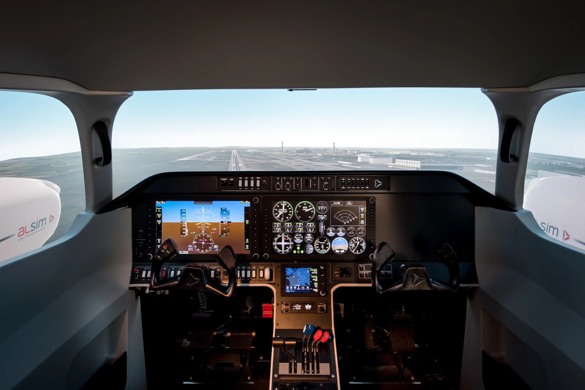 Cockpit of a flight simulator
